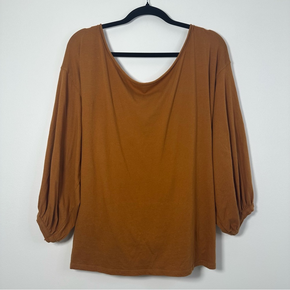 Free People We The Free Burnt Orange Flowy Boho Top Size Large - Picture 1 of 7
